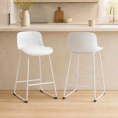 Modern Bar Stools Set of 2, PU Leather, Counter Height, White Bar Stools at Gallery Canada