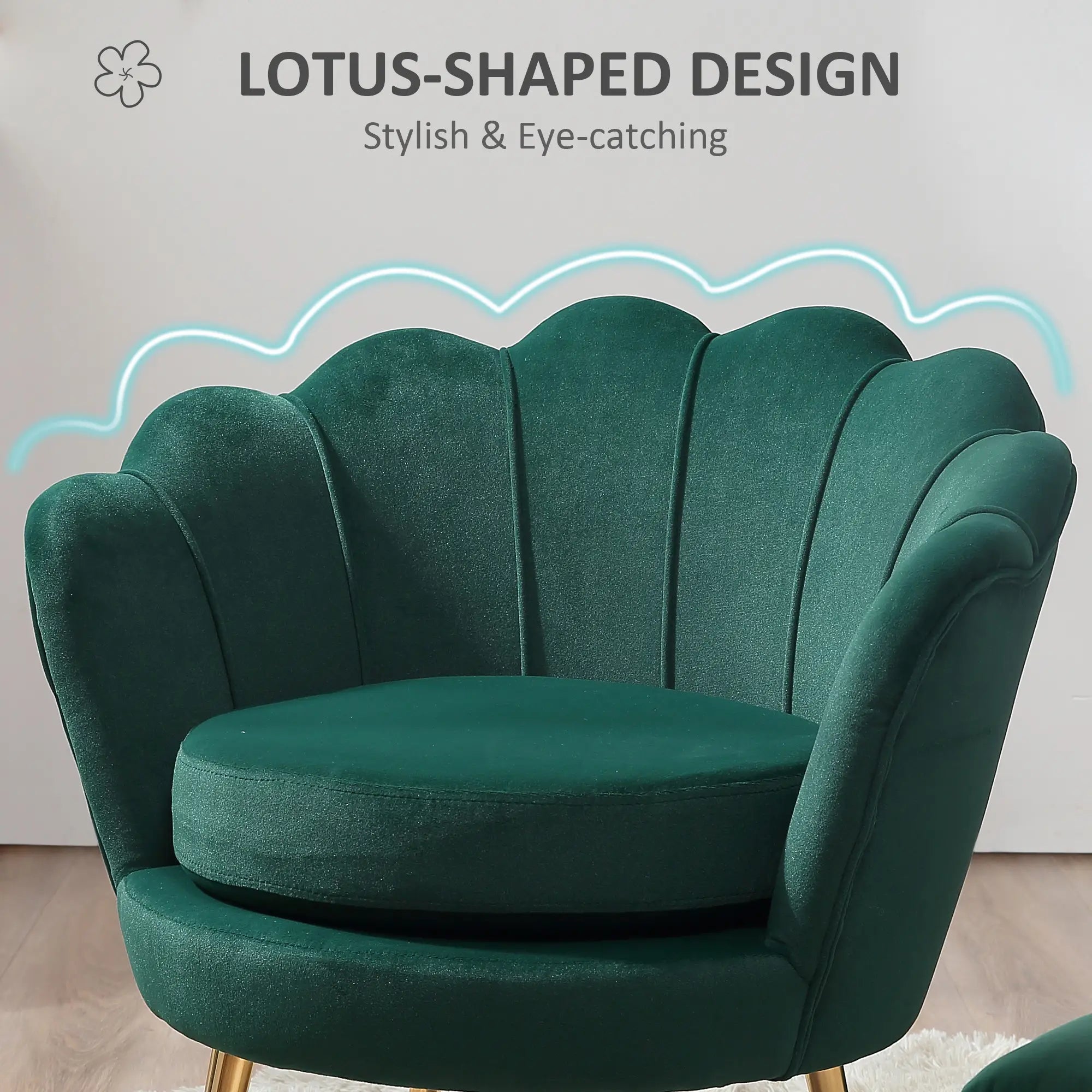 Modern Velvet Accent Chair, Gold Metal Legs, Dark Green Accent Chairs at Gallery Canada