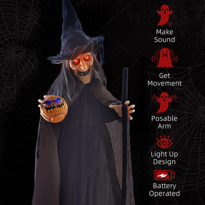 6.2' Animatronic Witch with Broomstick, Halloween Decoration, Motion Activated Halloween Decorations at Gallery Canada