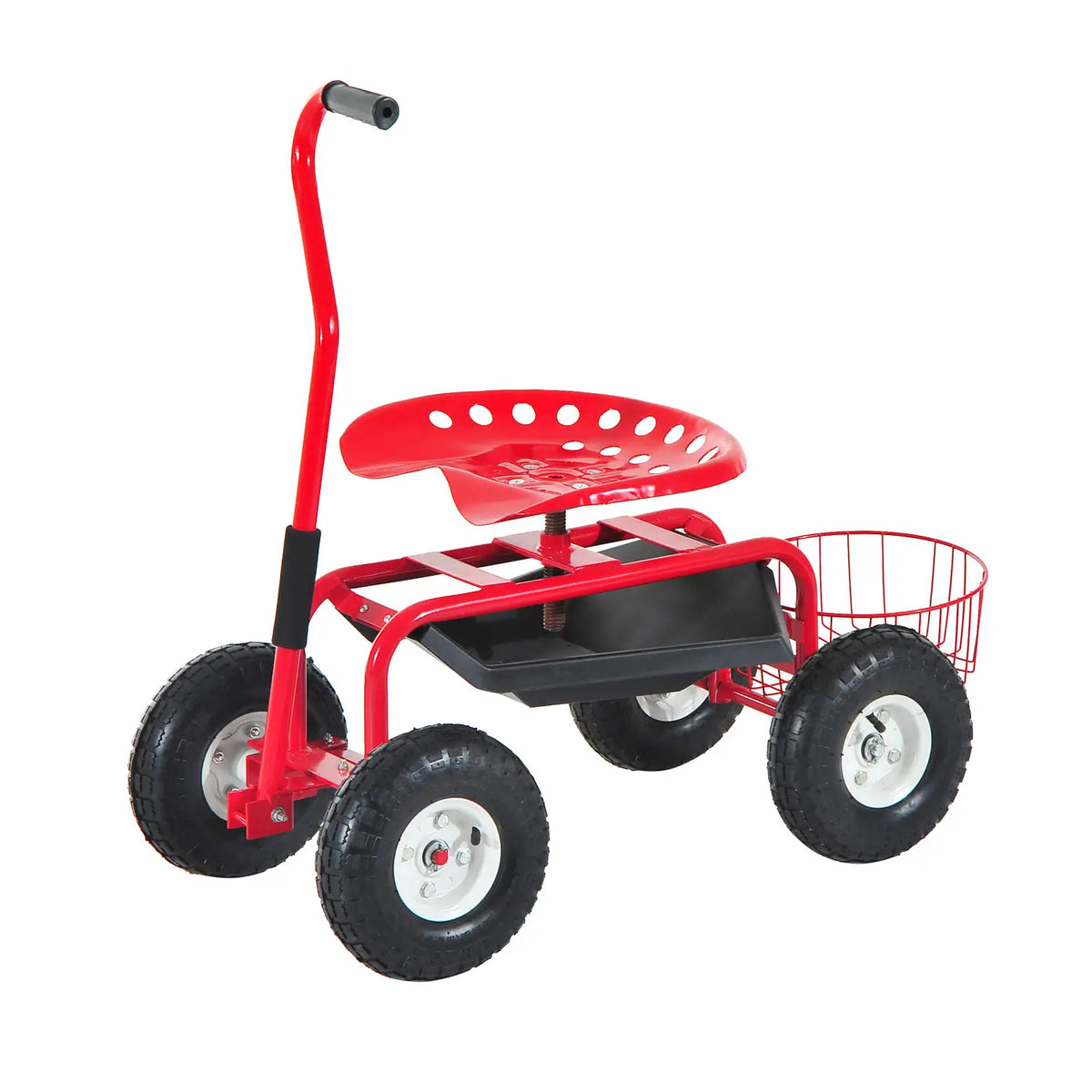 Rolling Garden Scooter Cart, Adjustable Seat, Tool Tray, Red Black, Red Black Folding Garden Carts Red, Black at Gallery Canada