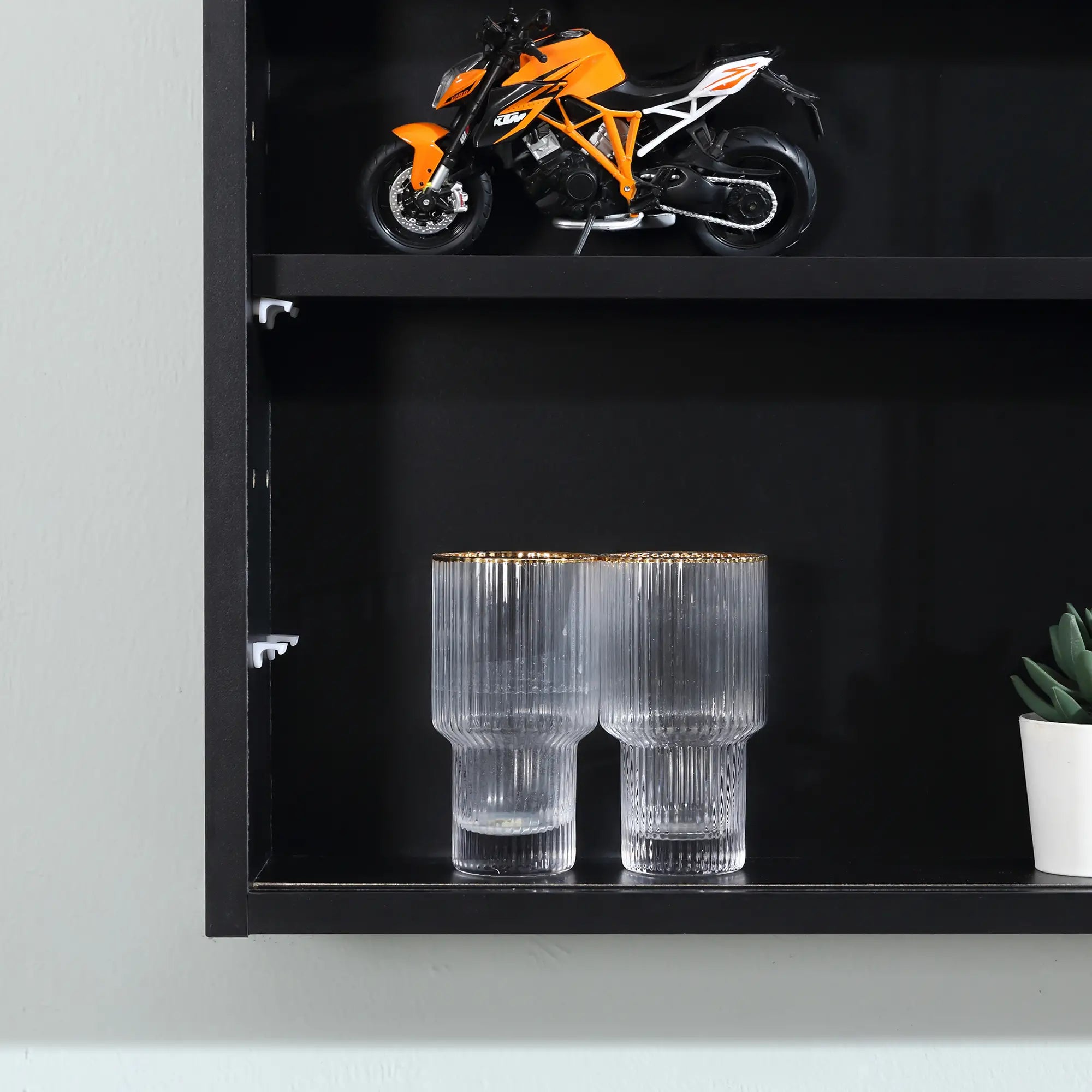 5-Tier Display Cabinet, Shot Glass Display Case, Glass Curio Cabinet with 2 Glass Doors and 4 Adjustable Shelves, Black Display Bookshelves at Gallery Canada