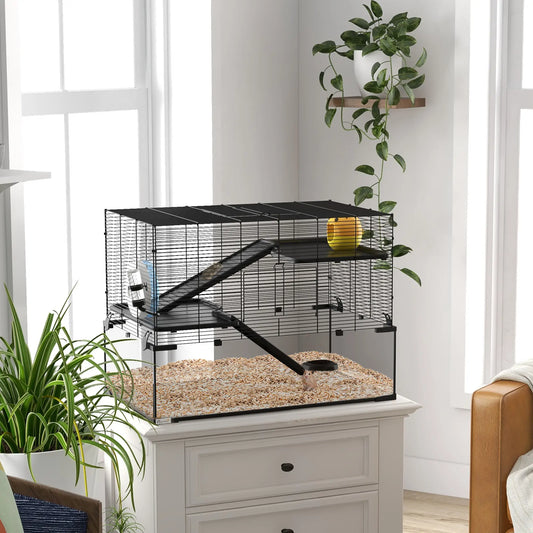 Hamster Cage, Gerbil Cage With Glass Basin, Black Hamster Cages Black at Gallery Canada