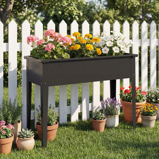 Metal Raised Garden Bed On Legs, With Drainage Hole, Black Elevated Garden Beds Black at Gallery Canada