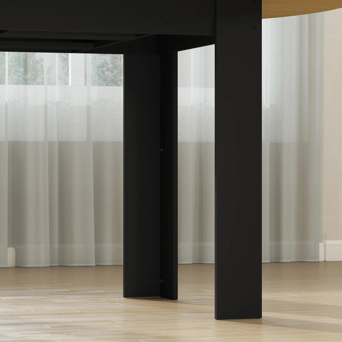 Extendable Round to Oval Dining Table, Oak Black, Black Dining Tables at Gallery Canada