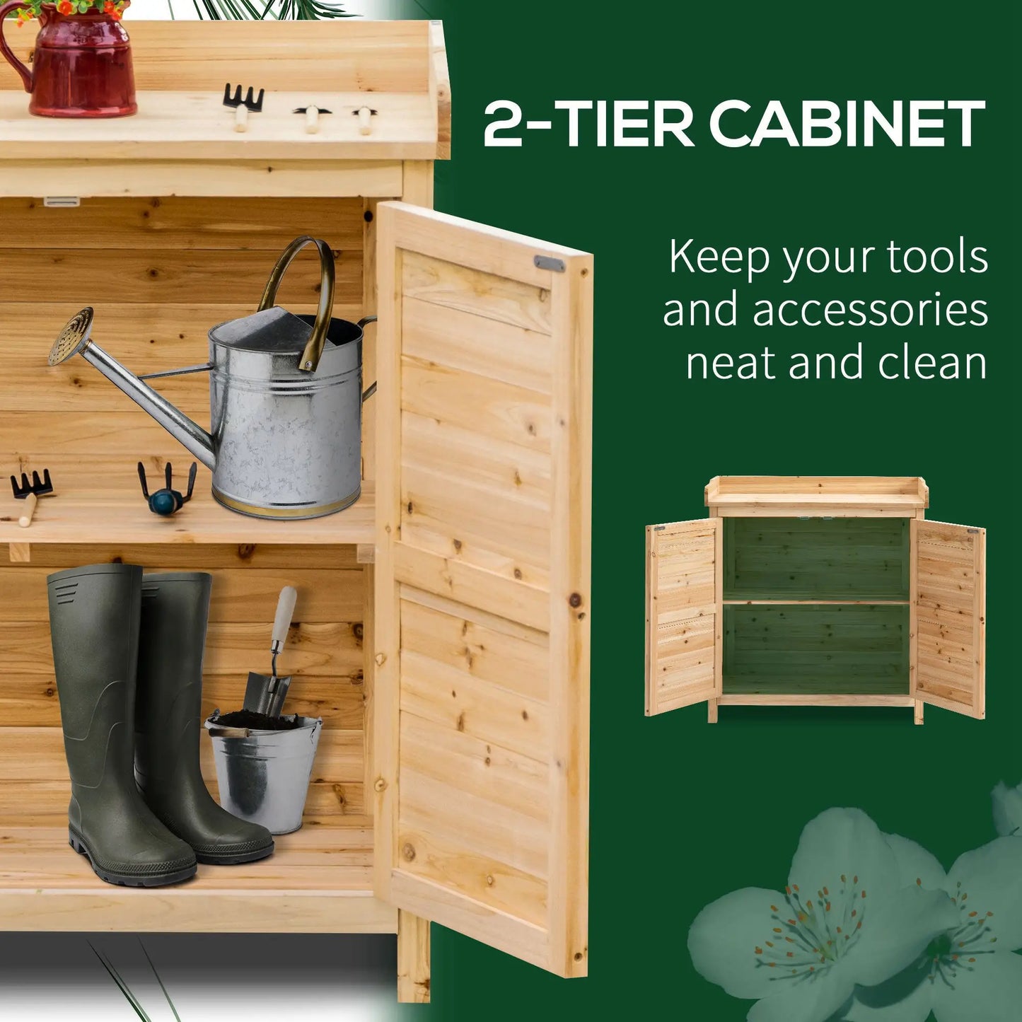 Wood Garden Shed, Compact Outdoor Storage Cabinet, Natural Sheds at Gallery Canada