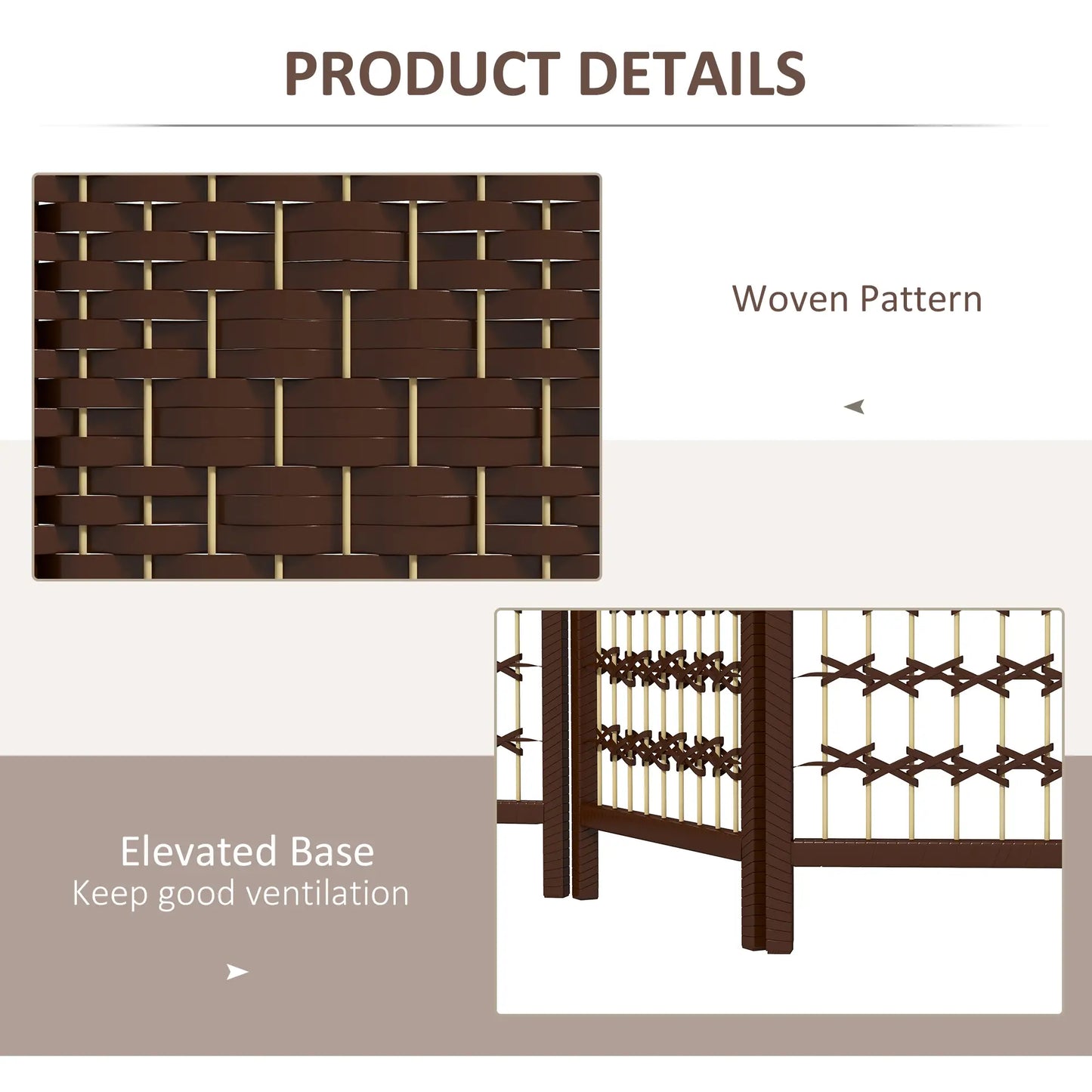 6 Panel Folding Room Divider, Portable Privacy Screen, Brown Room Dividers at Gallery Canada