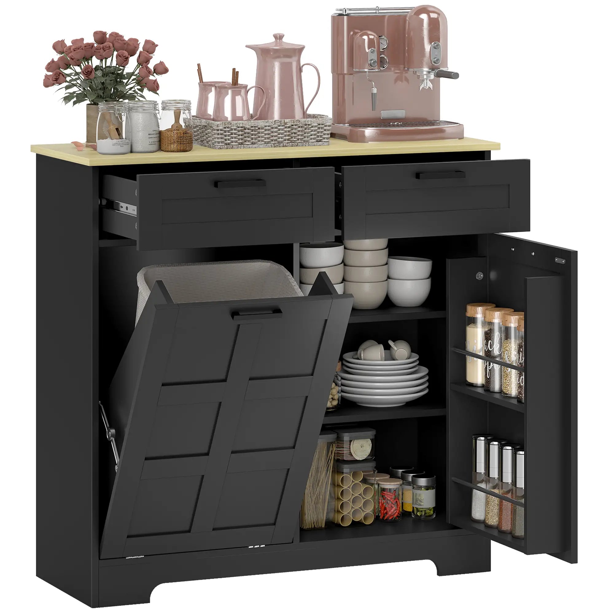 7 Gallon Tilt Out Garbage Cabinet, Kitchen Island, Black Bar Cabinets at Gallery Canada