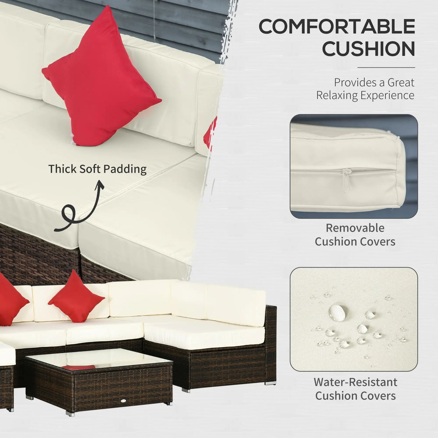9-Piece Wicker Patio Furniture Set, with Cushion, Cream White Patio Furniture Sets at Gallery Canada