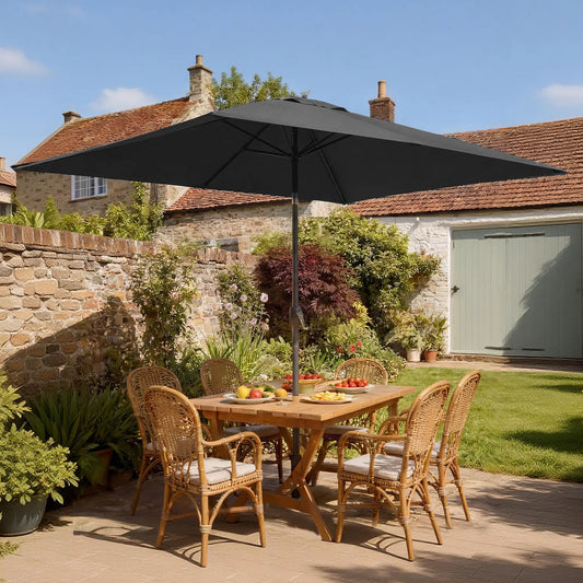 6.5x10ft Rectangle Patio Umbrella, Black