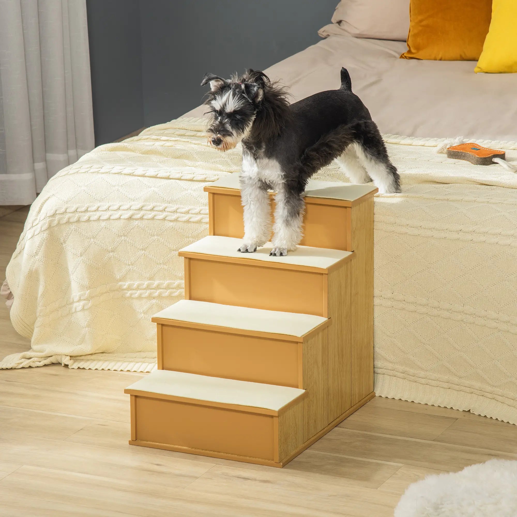 Dog Steps, Pet Stairs for Bed, Cat Ladder for Couch, Non-Slip Carpet, 15.7