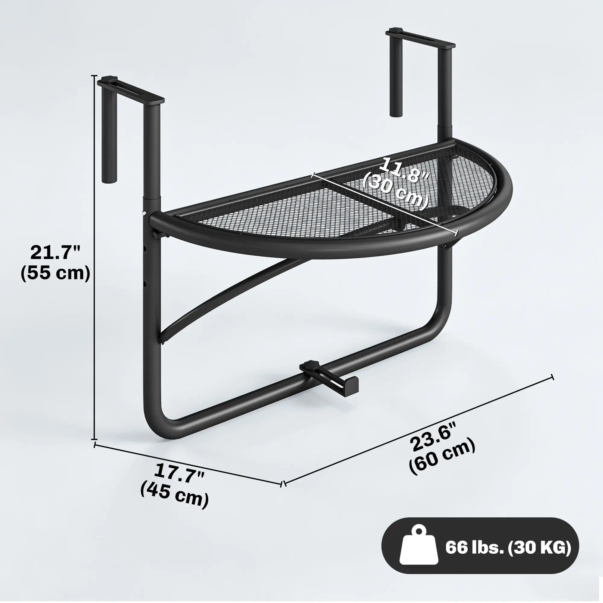 Adjustable Balcony Hanging Rail Table, Metal Mounting Mini Wall Desk, Black Balcony Table Hanging at Gallery Canada