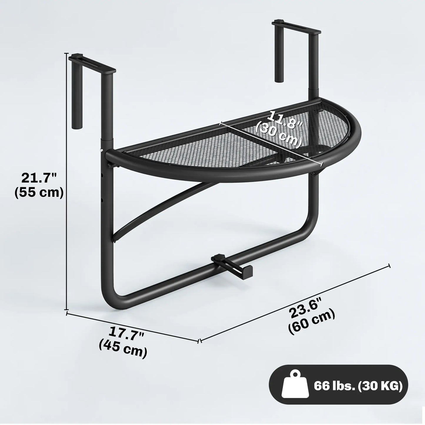 Adjustable Balcony Hanging Rail Table, Metal Mounting Mini Wall Desk, Black Balcony Table Hanging at Gallery Canada