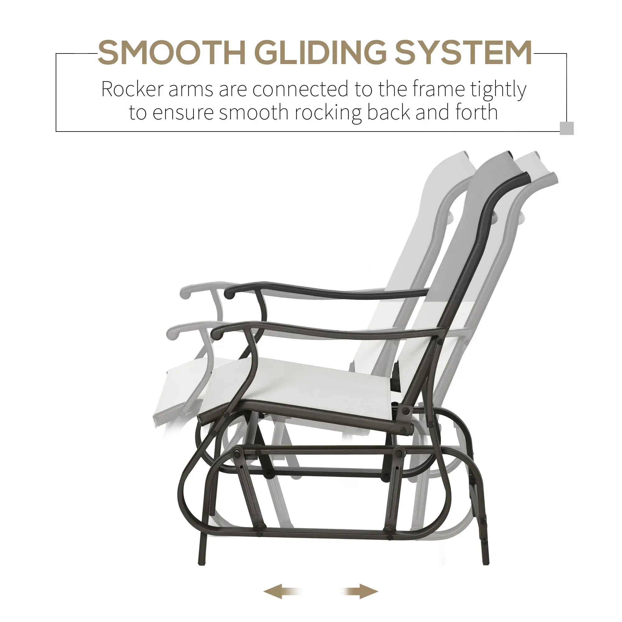 Outdoor Glider Chair, Steel Frame, Mesh Fabric, Cream White Outdoor Gliders at Gallery Canada