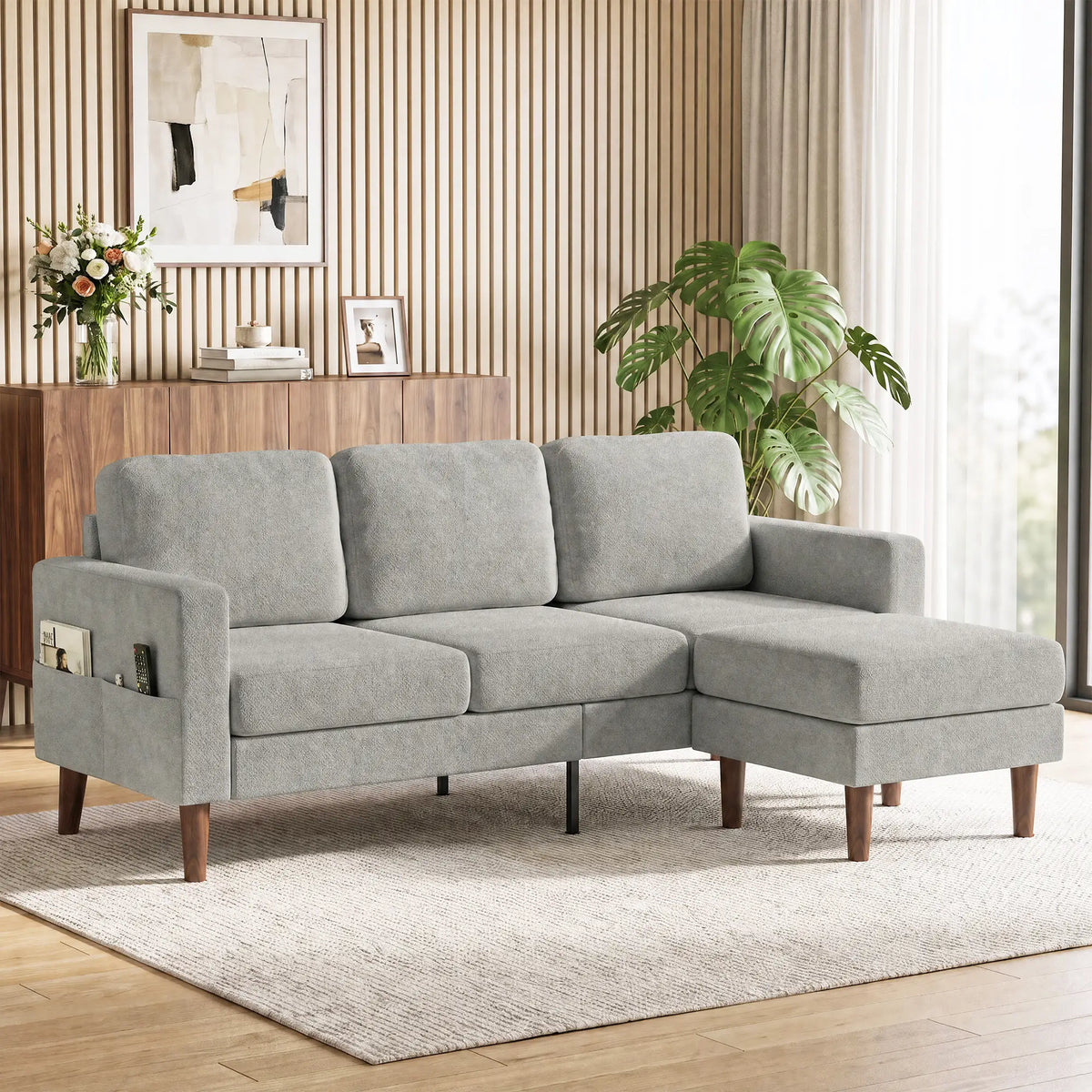 78 In L Shaped 3 Seater Sofa with Ottoman, Grey L Shaped Couchs at Gallery Canada