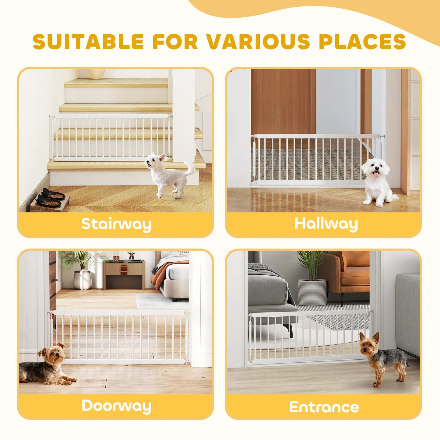26"-37" Dog Gate, Adjustable Pet Gate, 14" Tall, White Pet Gates at Gallery Canada