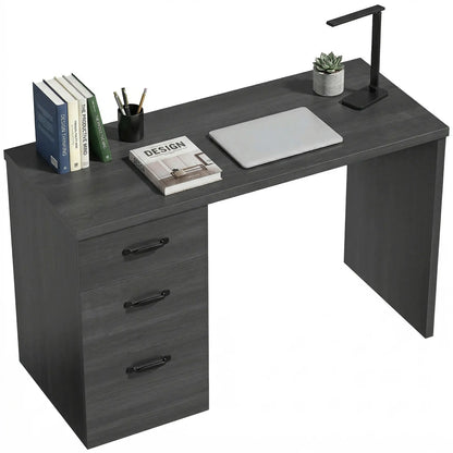 Computer Desk With 3 Drawers, 47" Home Office Desk, Black Computer Desks at Gallery Canada