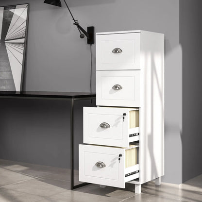 4 Drawer File Cabinet with Lock, A4 Letter Size, White Office Cabinets & Cupboards at Gallery Canada