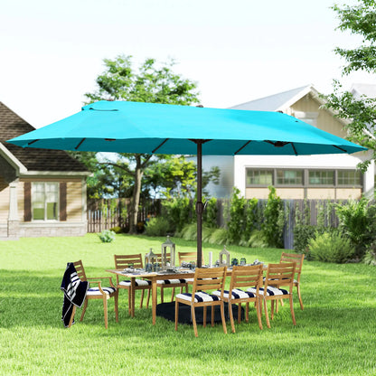 15' Outdoor Patio Umbrella, Twin Canopy Sunshade, Steel Table, Light Blue Double-sided Umbrellas at Gallery Canada