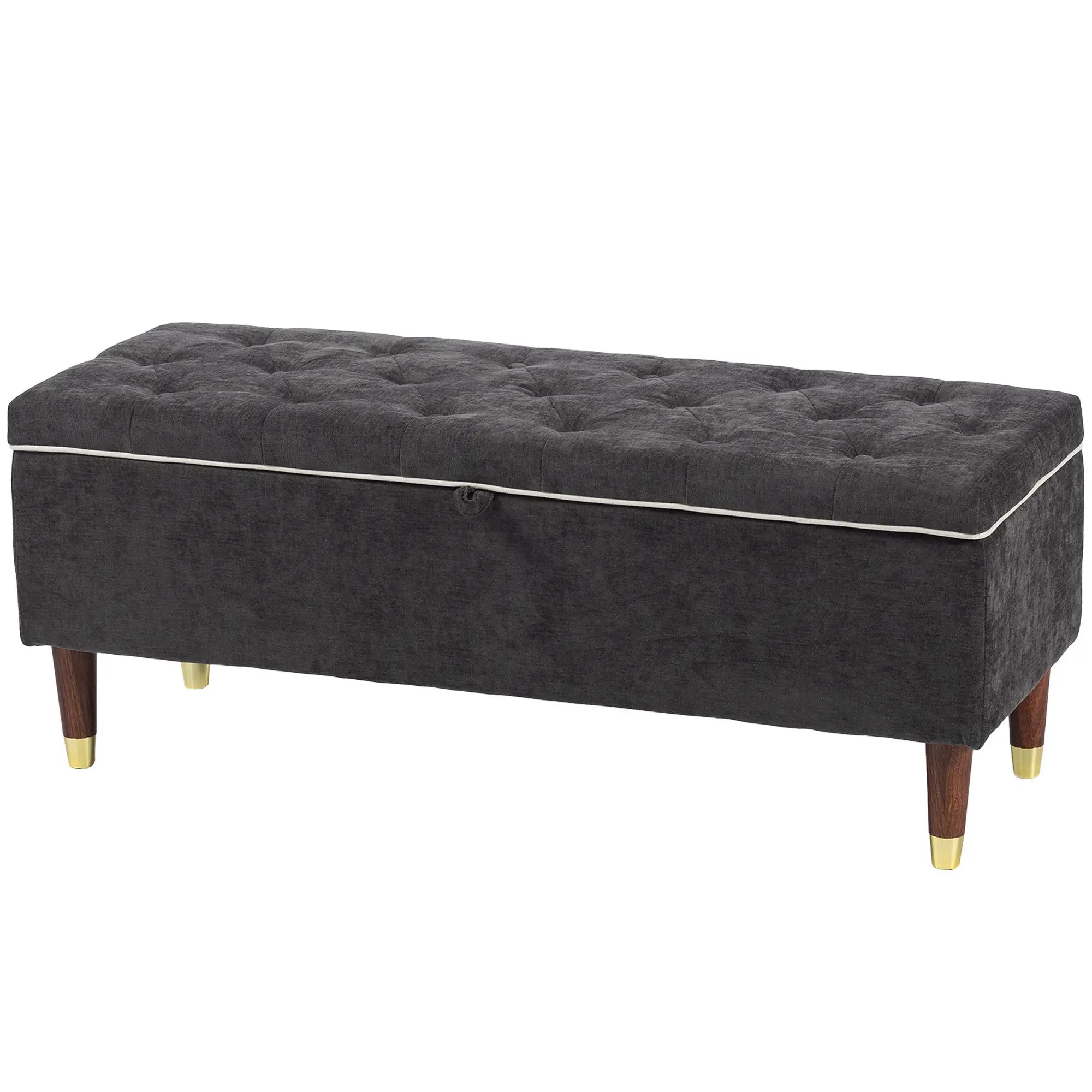 Upholstered Storage Ottoman Bench, 264 LBS Capacity, Dark Grey Storage Ottomans & Benches Dark Grey at Gallery Canada