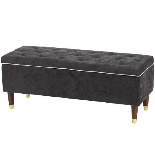 Upholstered Storage Ottoman Bench, 264 LBS Capacity, Dark Grey Storage Ottomans & Benches Dark Grey at Gallery Canada