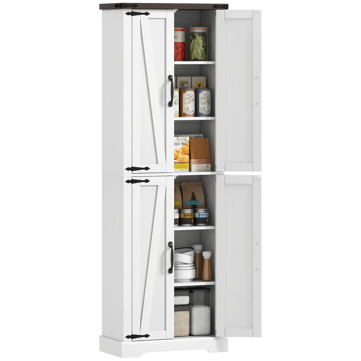 72" Pantry Cabinet, Farmhouse Kitchen Storage, Adjustable Shelves, White Kitchen Pantry Cabinets at Gallery Canada