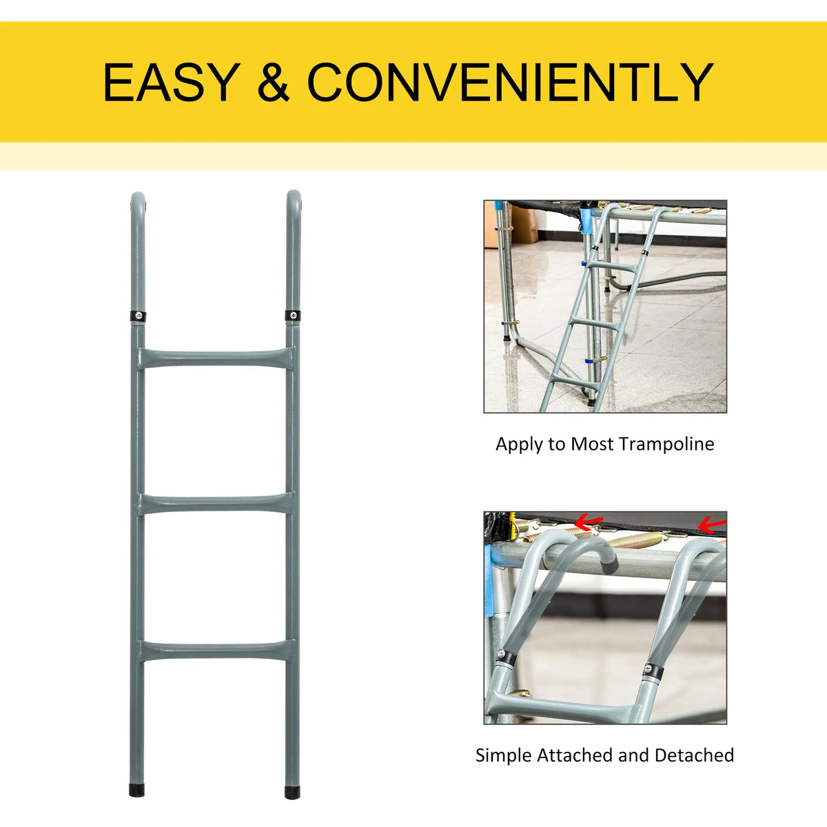 Steel Trampoline Ladder, 3-Step, Fits 12ft & 14ft, 330 lbs Trampolines at Gallery Canada