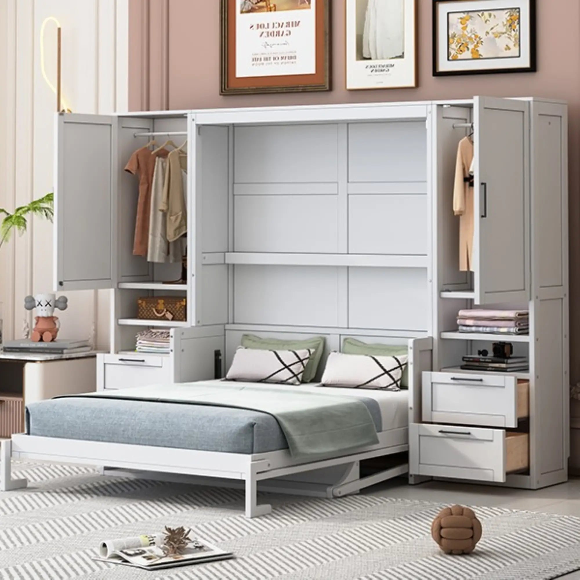Murphy Bed with Closet, Drawers, Shelves, 114