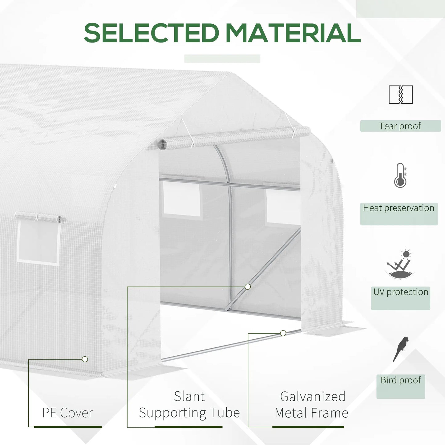 11.5'x9.8'x6.6' Portable Walk-In Greenhouse, White Tunnel Greenhouses at Gallery Canada