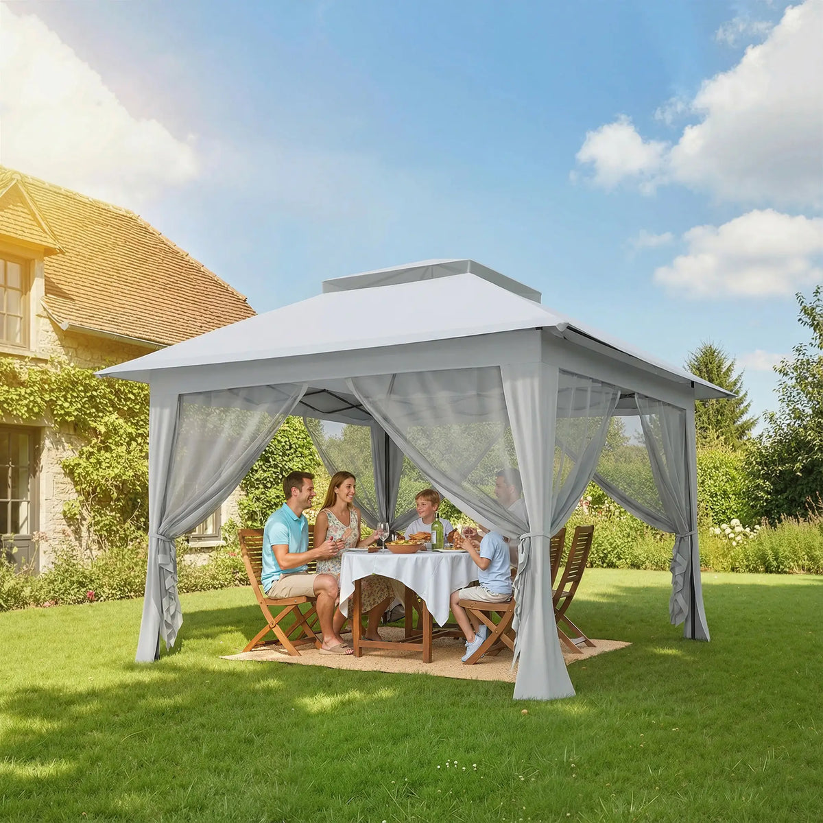 12' X 12' Foldable Pop-Up Party Tent, Light Grey