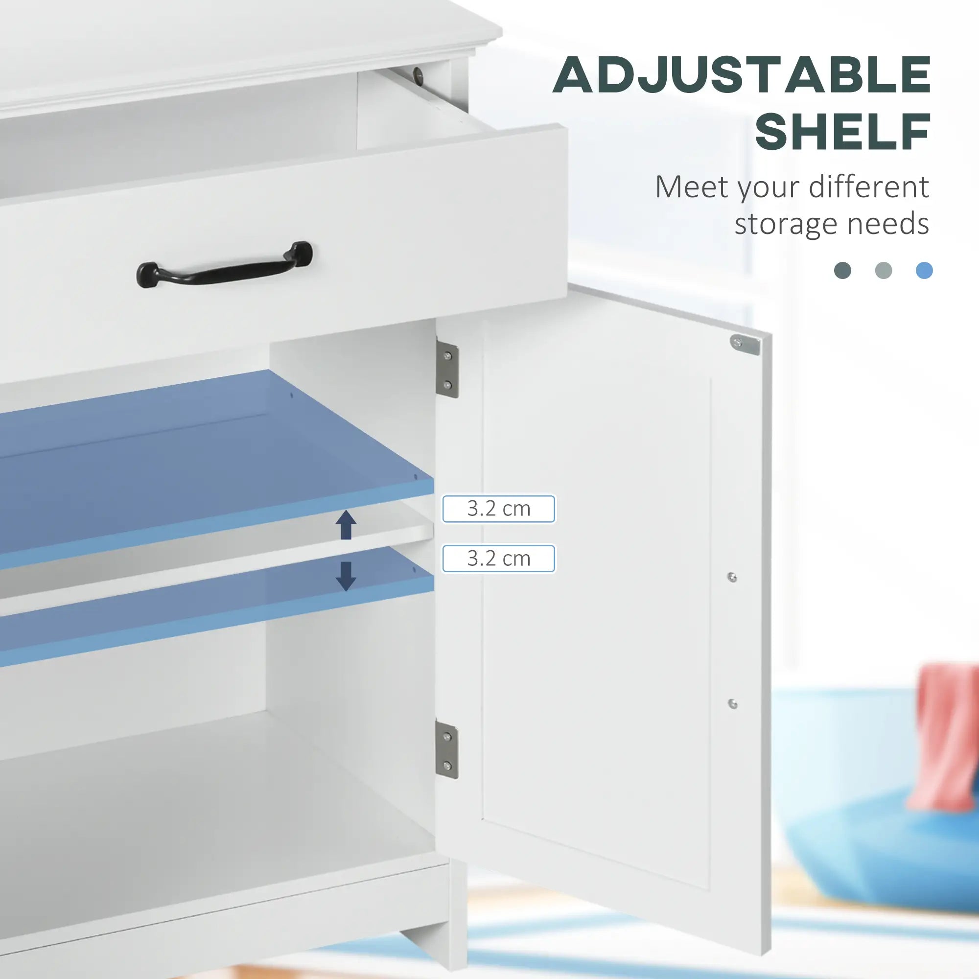 Bathroom Cabinet, 2 Doors, Adjustable Shelves, 23.6