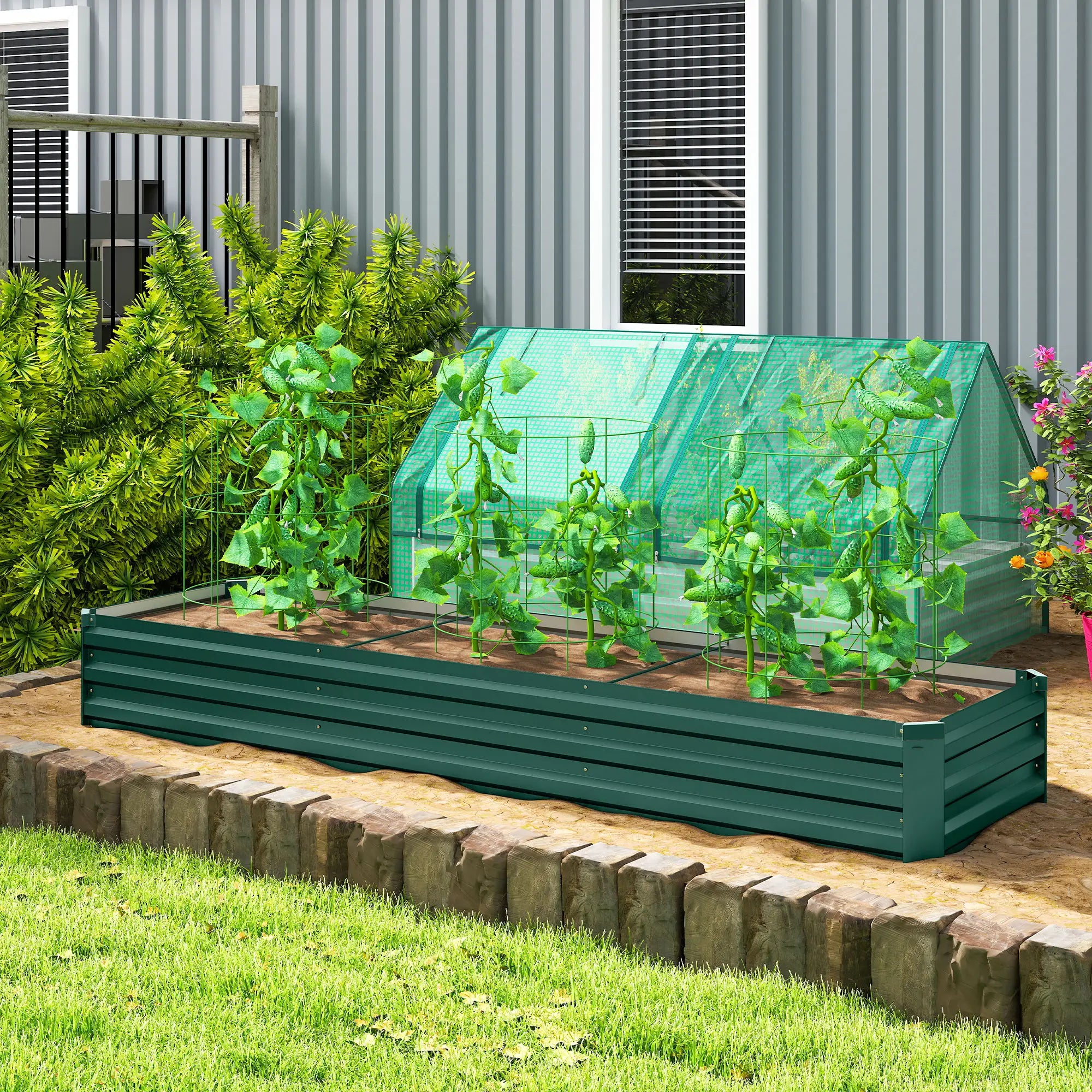 8'x2'x1' Galvanized Raised Bed, Elevated Planter Box, Green Raised Garden Beds at Gallery Canada