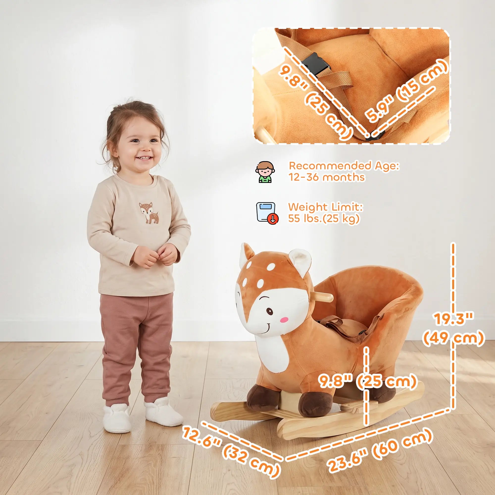Deer Rocking Horse for Toddlers 1-3 Years, Brown Rocking Horses at Gallery Canada