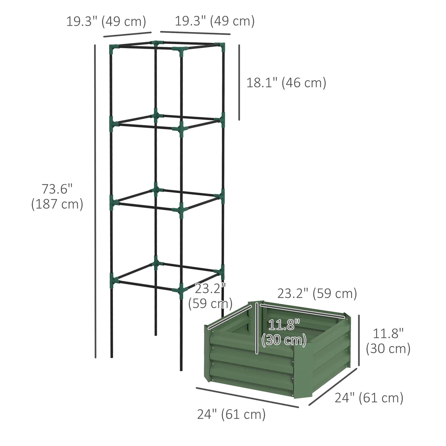 Galvanized Planter Box, Outdoor Raised Garden Bed with Trellis Galvanized Planter Boxes at Gallery Canada