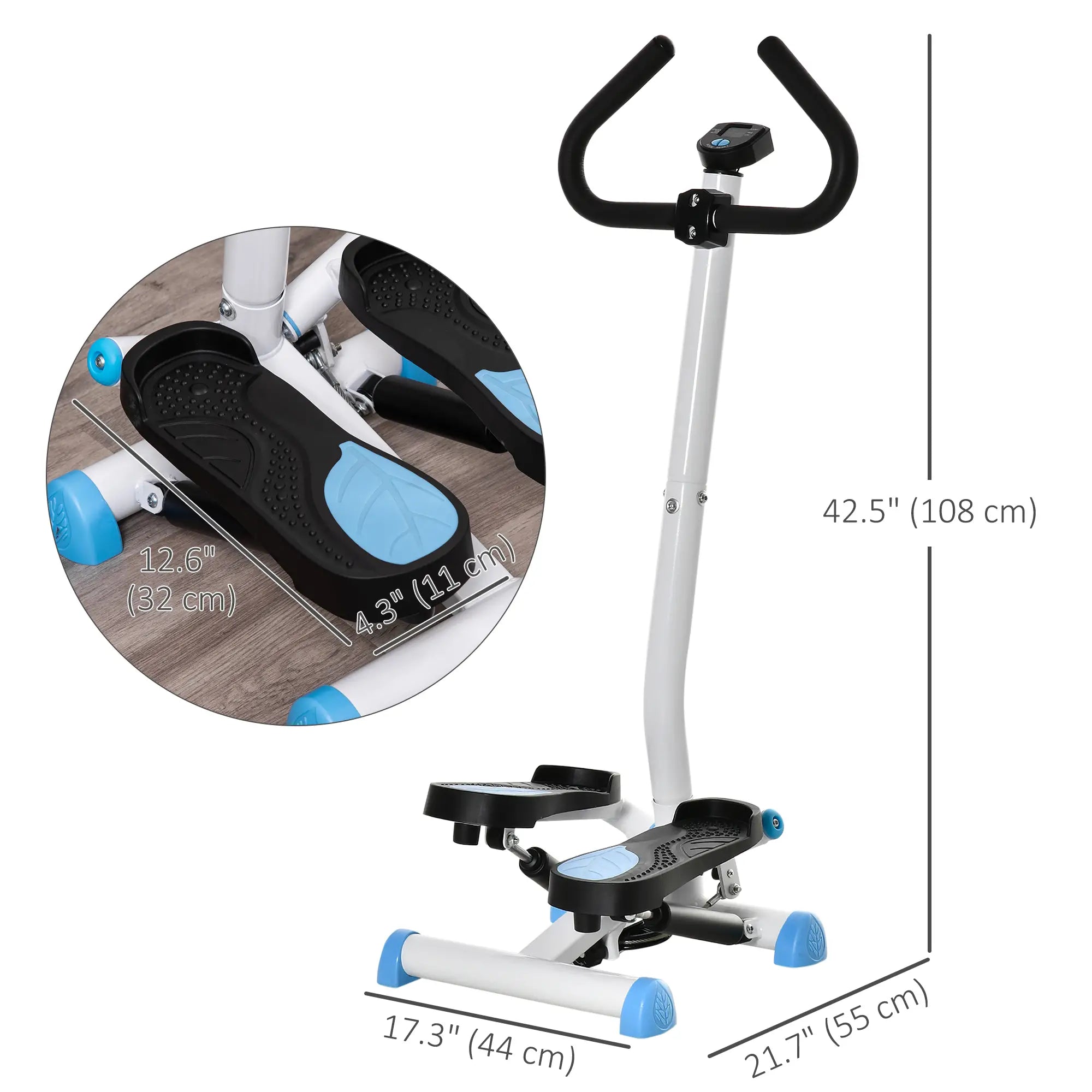 Twist Stepper, Adjustable Resistance, LCD Screen, White & Blue Exercise & Stationary Bikes at Gallery Canada