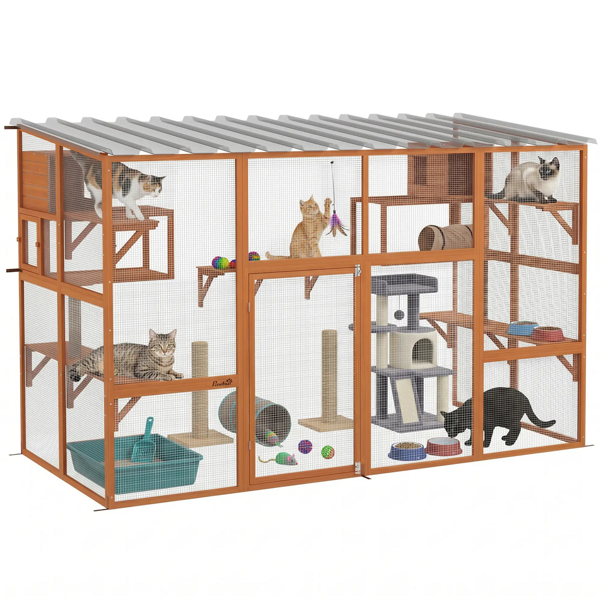 Large Catio, Outdoor Cat Enclosure, 2 Condos, Jumping Platforms, Waterproof Roof, Orange Outdoor Cat Enclosures at Gallery Canada