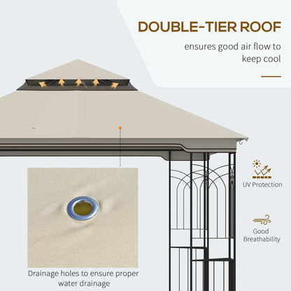 10'x10' Soft-Top Gazebo, Double Tier Roof, Mesh Curtains, Beige Gazebos at Gallery Canada