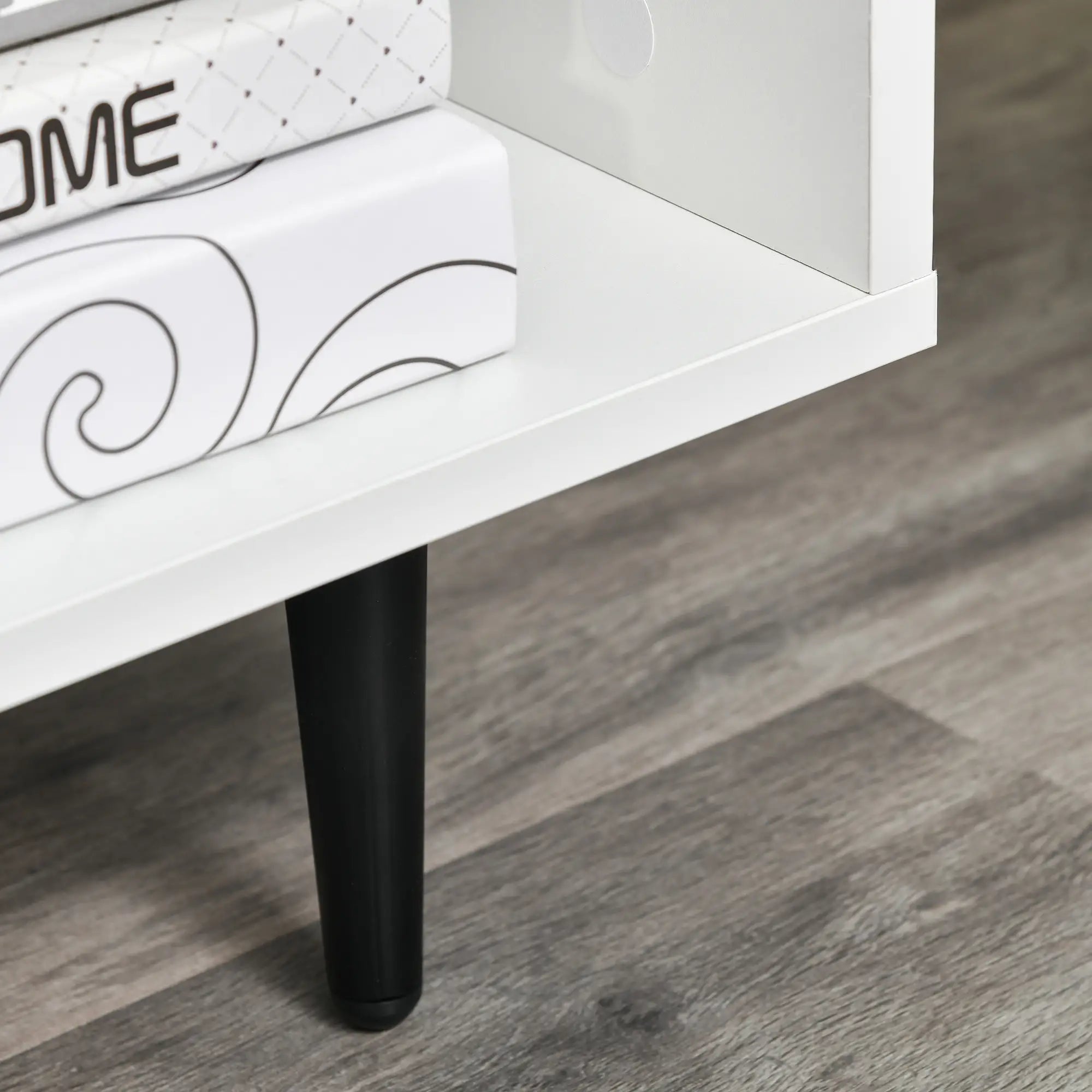 Modern TV Stand for 60 Inches, Storage Shelf, Cable Hole, White TV Stands at Gallery Canada