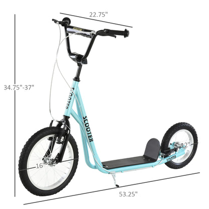 Youth Kick Scooter, Adjustable Handlebar, 16'' Inflatable Wheel, Blue Scooters at Gallery Canada