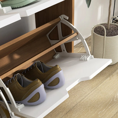 Shoe Storage Cabinet, 4 Flip Drawers, Adjustable Shelf, Holds 8-16 Pairs, Natural Shoe Storage Cabinets & Racks at Gallery Canada