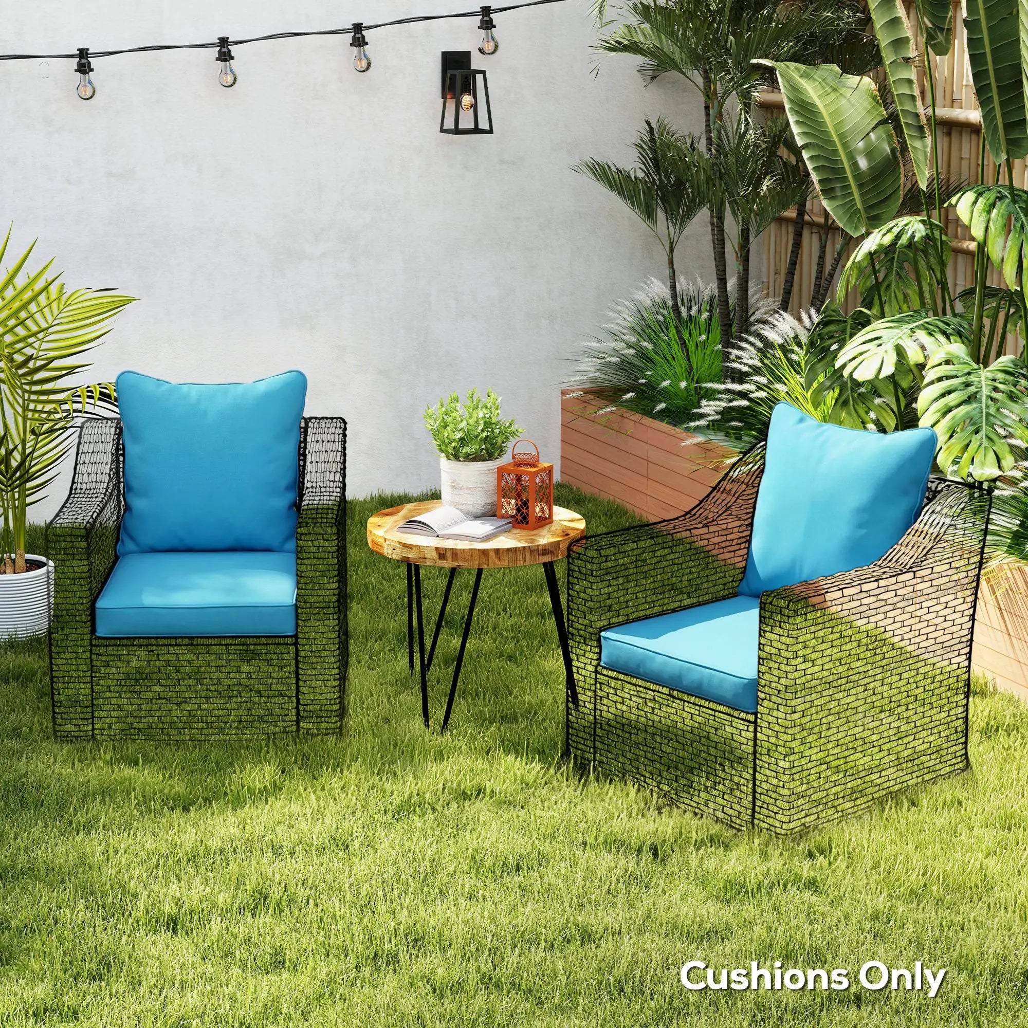 Patio Chair Cushions Set, 2 Seat Cushion Back Pillows, Turquoise Patio Chair Cushions at Gallery Canada