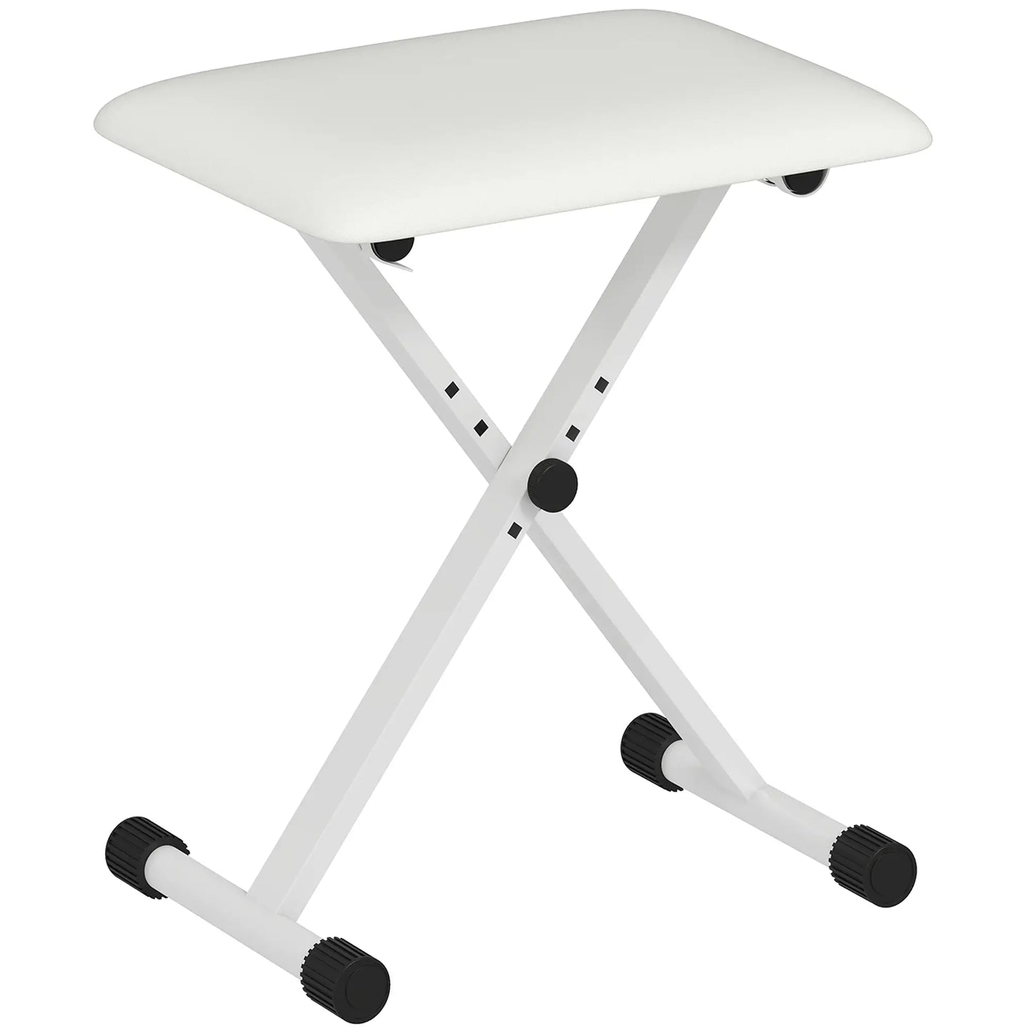 Adjustable Piano Bench, X-Style Folding Piano Stool with Padded Seat, Non-Slip Rubber Feet, Keyboard Chair, White Piano Benches at Gallery Canada