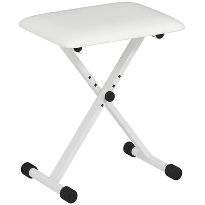 Adjustable Piano Bench, X-Style Folding Piano Stool with Padded Seat, Non-Slip Rubber Feet, Keyboard Chair, White Piano Benches at Gallery Canada