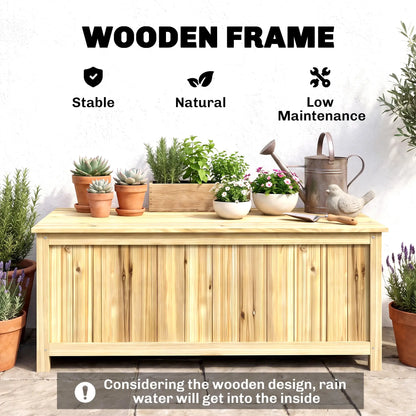 45 Gallon Wooden Storage Box, Patio Deck Box Bench, Natural Patio Storage Boxes at Gallery Canada