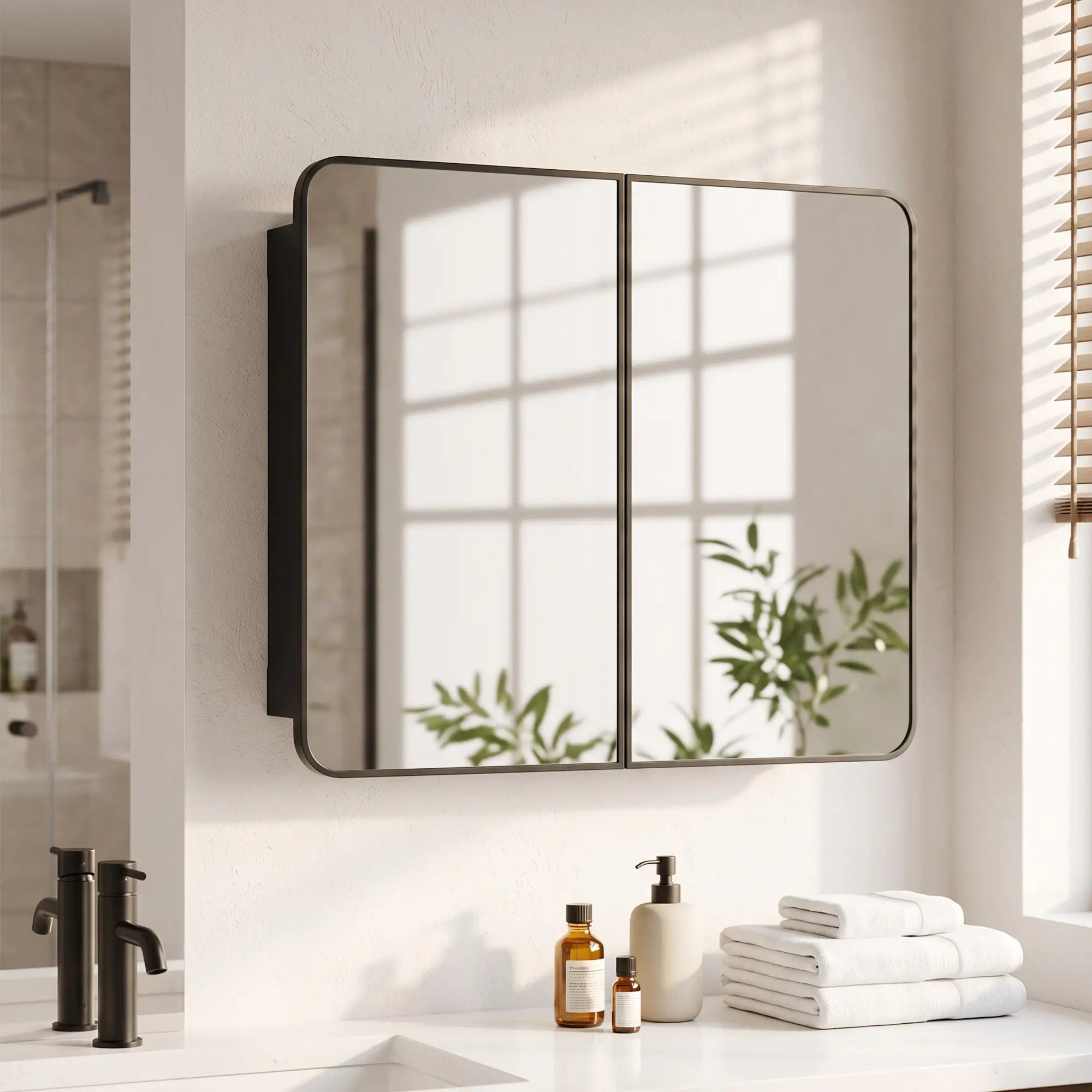 30 x 24 Inch Bathroom Medicine Cabinet, Mirror, Shelves, Black Mirror Medicine Cabinets at Gallery Canada