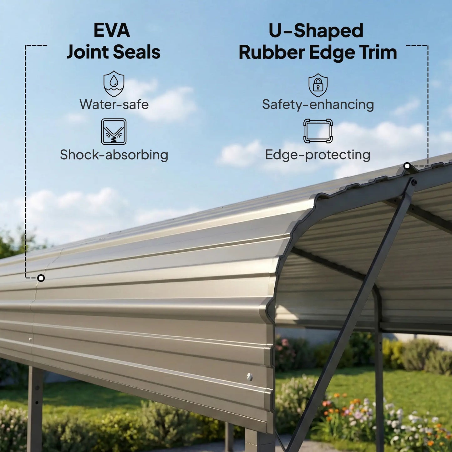10 x 15FT Metal Carport, Heavy-Duty Canopy, Reinforced Frame, Dark Grey Car Shelters at Gallery Canada