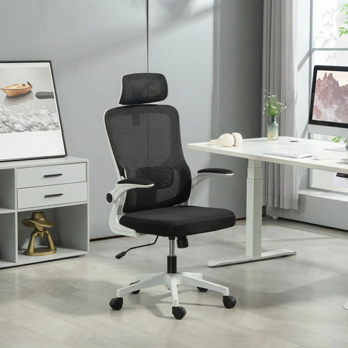 Mesh Office Chair, High Back with Headrest, Lumbar Support, Adjustable Height, Black