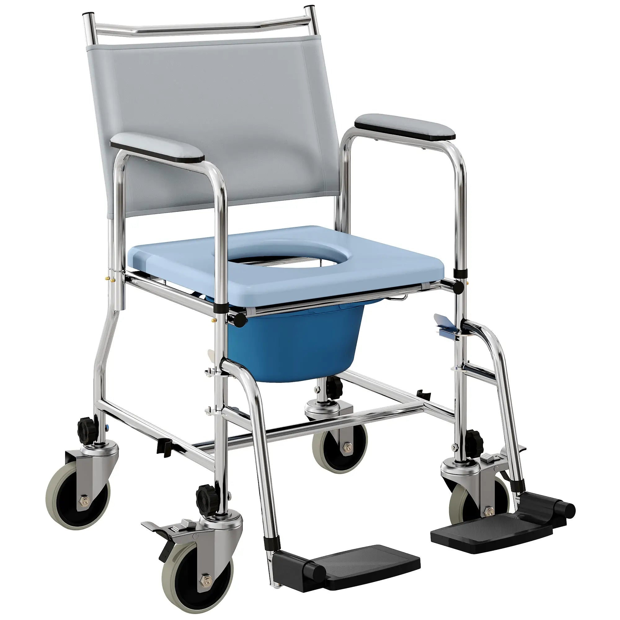 Rolling Shower Chair, Bedside Commode Wheelchair, 300 Lbs, Black Bath Chairs Black at Gallery Canada