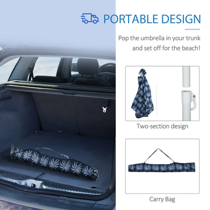 6.5' Beach Umbrella, UV50+ Sun Shade with Sandbags, Dark Blue Beach Umbrellas at Gallery Canada