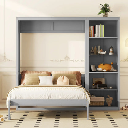 Murphy Bed with Storage, Dual Piston, Space-Saving, 94" L x 16" W x 88.5" H, Grey Bed Frames at Gallery Canada