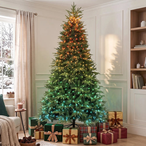 9ft Christmas Tree, Frasier Grande Fir, Hinge Design, LEDs, Remote, Timer